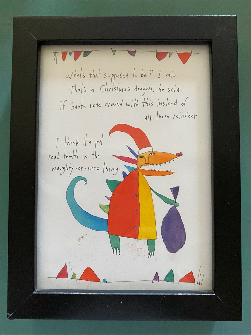 Story People Christmas Dragon Art Print